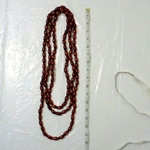 Wooden bead long boho necklace